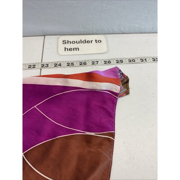 Alice &‎ Trixie Silk colorful 70's Blouse Top 3/4 Sleeve Size L cold shoulder - Picture 6 of 10